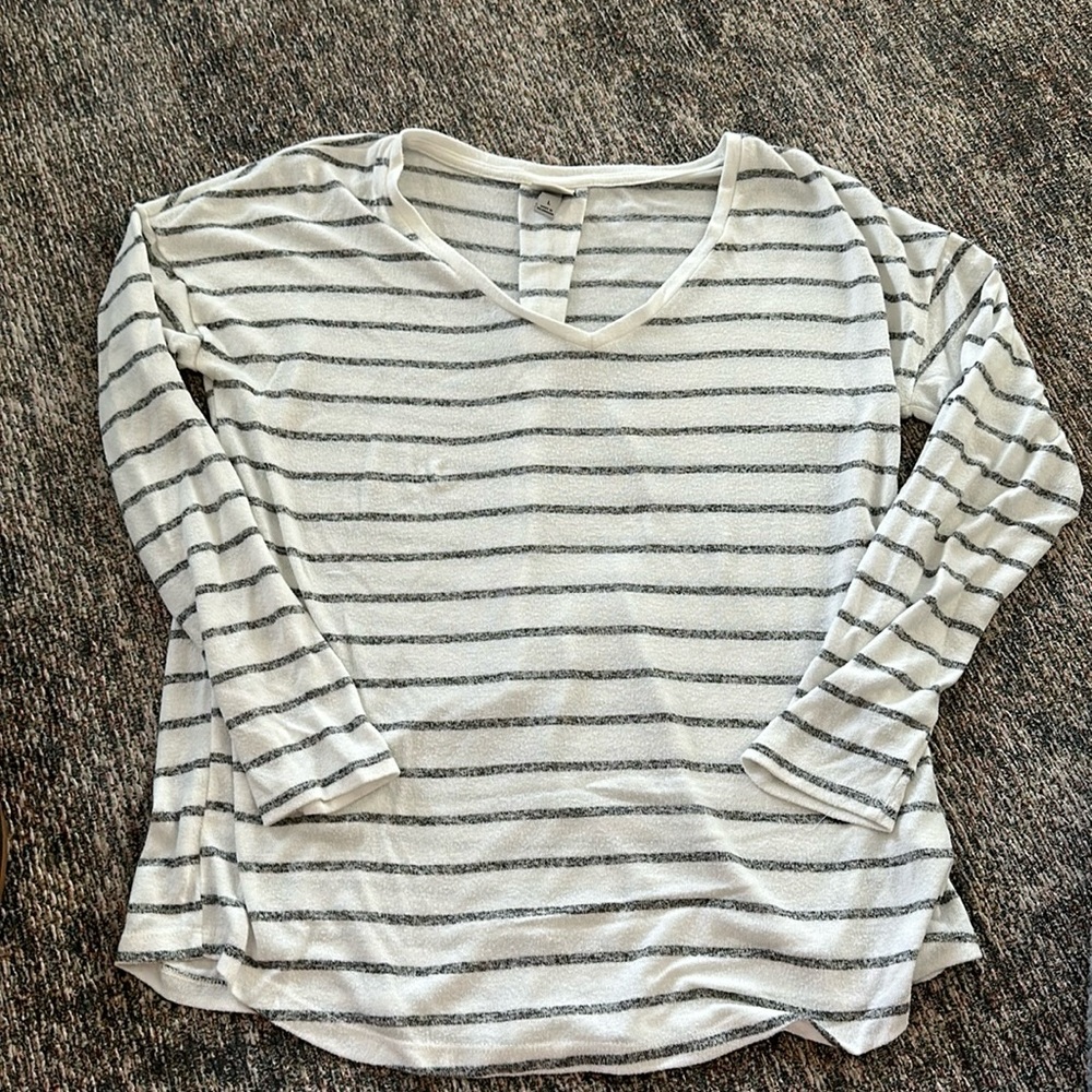 Grey and cream striped top